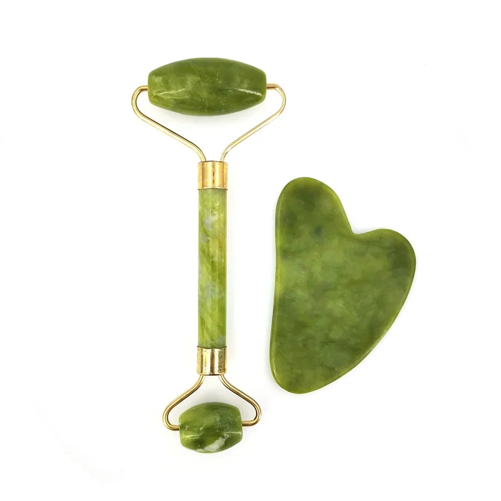 Luxury Natural Jade Roller & Scraper Set – Firming, Lifting & Glow-Enhancing Massage Tool