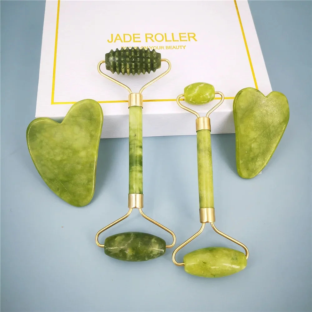 Luxury Natural Jade Roller & Scraper Set – Firming, Lifting & Glow-Enhancing Massage Tool